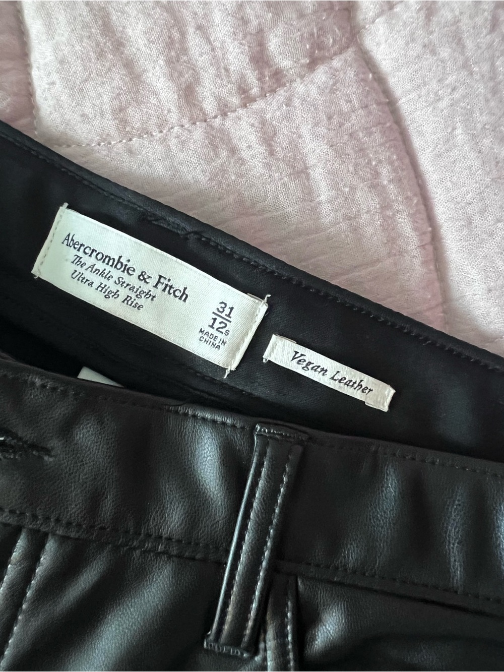 Black vegan leather ankle pants